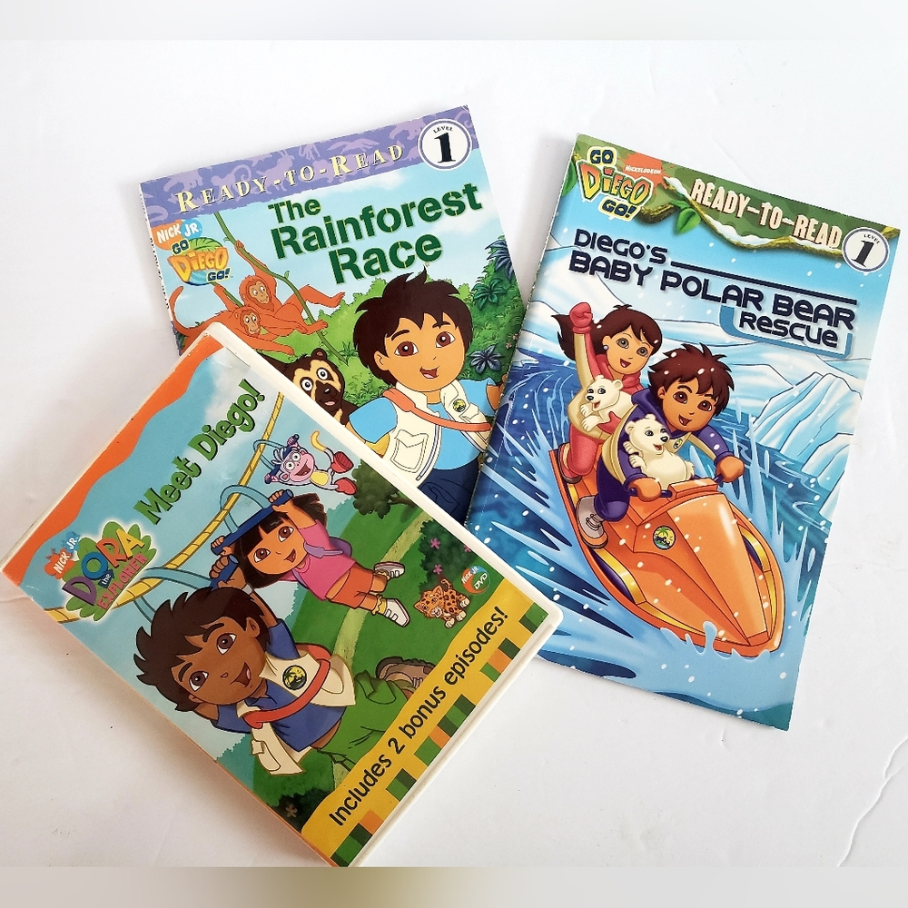 Nickelodeon 2003 DVD Meet Diego & Books Bundle!!